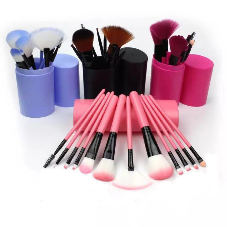 12pcs Makeup Brush Set with Barrel Box – Stylish Cosmetic Brushes Kit