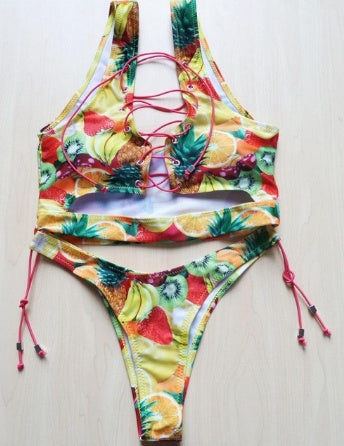 Women’s Geometric Print Bikini Set – Low Waist Wire-Free Swimwear
