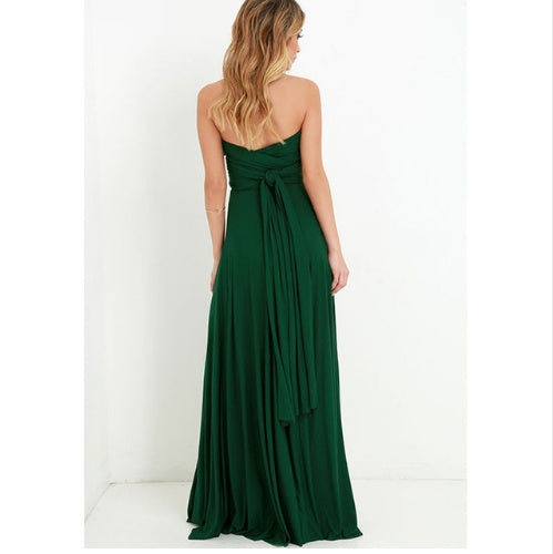 Women's Multi-Way Convertible Halter Maxi Dress – Backless Lace-Up Gown with Long Straps