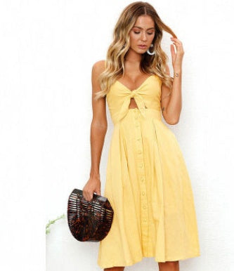 A-Line Cotton Blend Short Skirt Dress – Mid Waist Casual Style