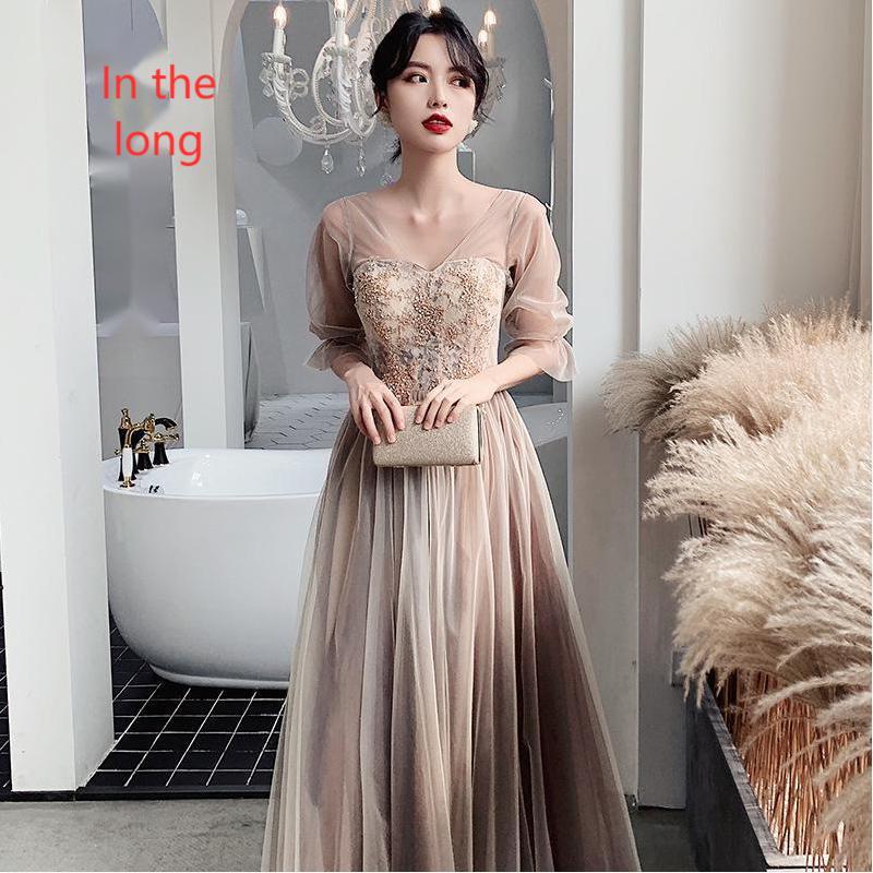 Elegant Coffee-Toned Polyester Evening Dress – Medium & Long Styles