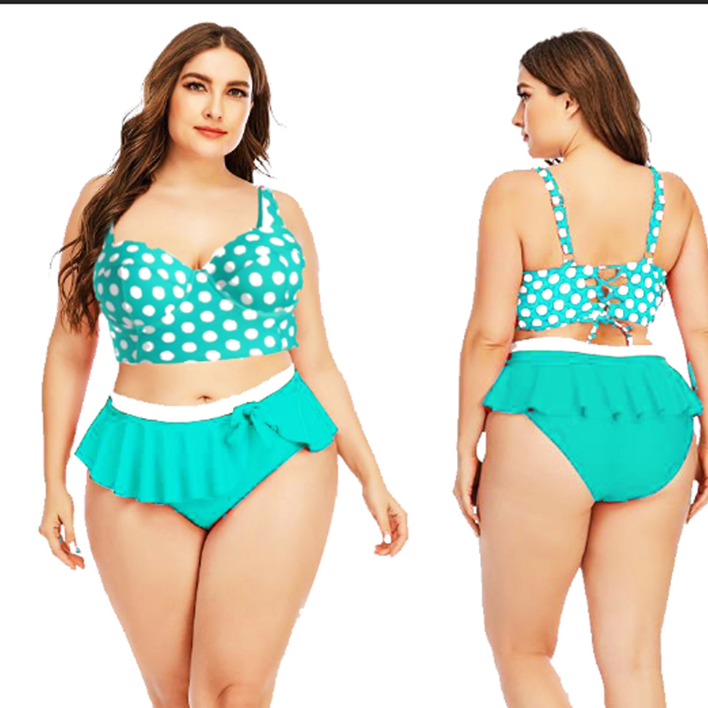 Women’s Retro Polka Dot Swimsuit – Plus Size One-Piece