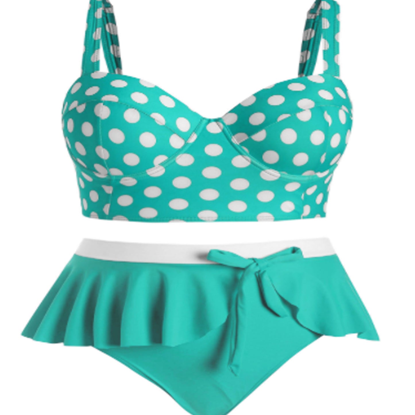 Women’s Retro Polka Dot Swimsuit – Plus Size One-Piece