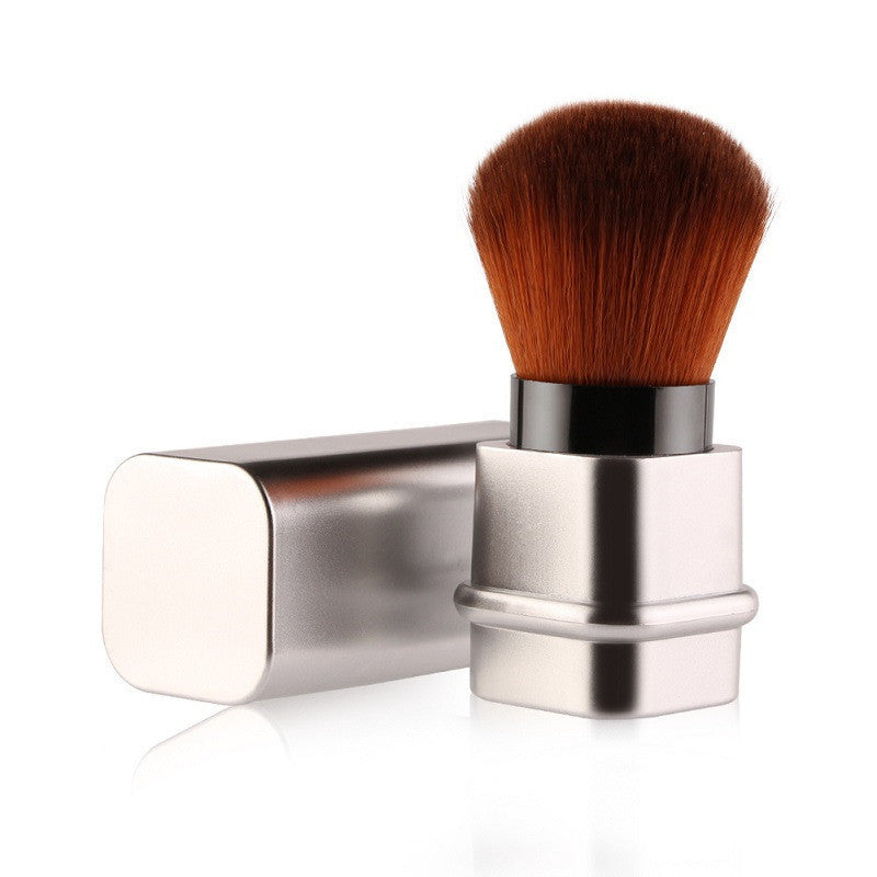 Portable Makeup Brush – Man-Made Fiber Bristles, Square Gold & Silver