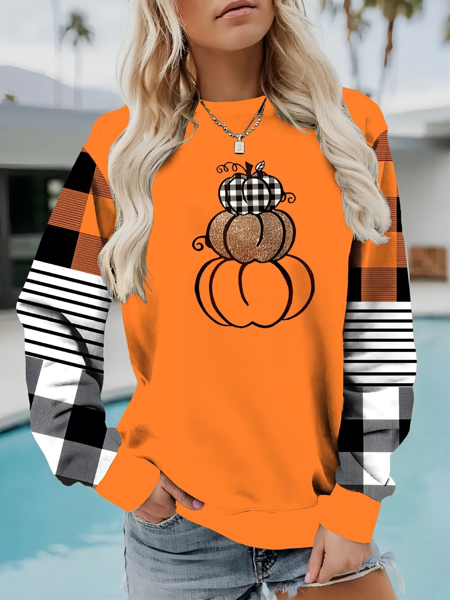 Women’s 3D Effect Pullover Polyester Long Sleeve Top, Sizes XXS–6XL