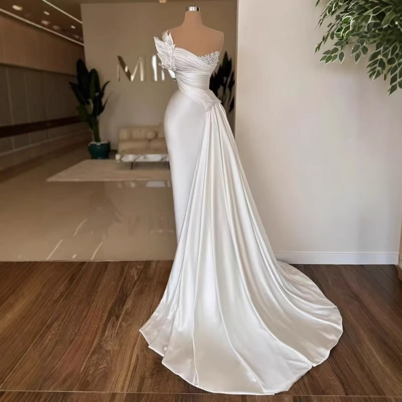 White Sleeveless Tight-Waist Dress – Polyester Fiber