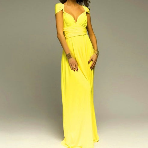 Women's Multi-Way Convertible Halter Maxi Dress – Backless Lace-Up Gown with Long Straps