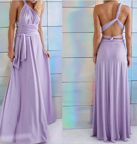 Women's Multi-Way Convertible Halter Maxi Dress – Backless Lace-Up Gown with Long Straps