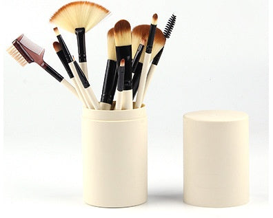12pcs Makeup Brush Set with Barrel Box – Stylish Cosmetic Brushes Kit