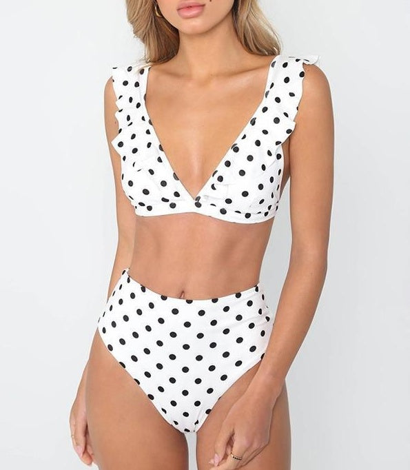 Floral border high waist swimsuit Beachwear swimsuit for women