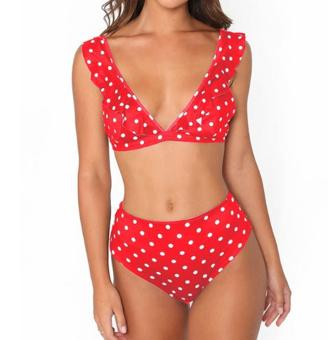 Floral border high waist swimsuit Beachwear swimsuit for women