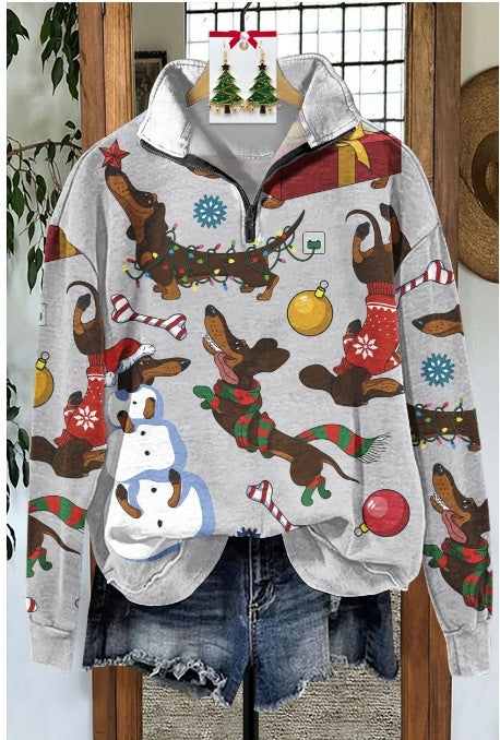 Women’s 3D Urban Style Pullover Long Sleeve Polyester Sweatshirt
