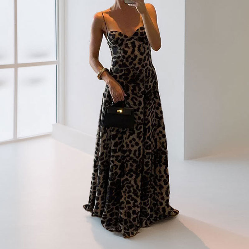 Women's Leopard Print Suspender Dress – Chic Commuter Style