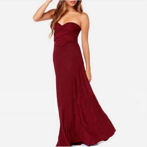 Women's Multi-Way Convertible Halter Maxi Dress – Backless Lace-Up Gown with Long Straps