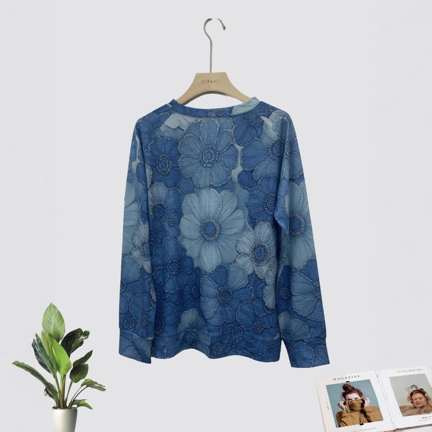 Christmas 3D Print Pullover Raglan Sleeve Polyester Sweater