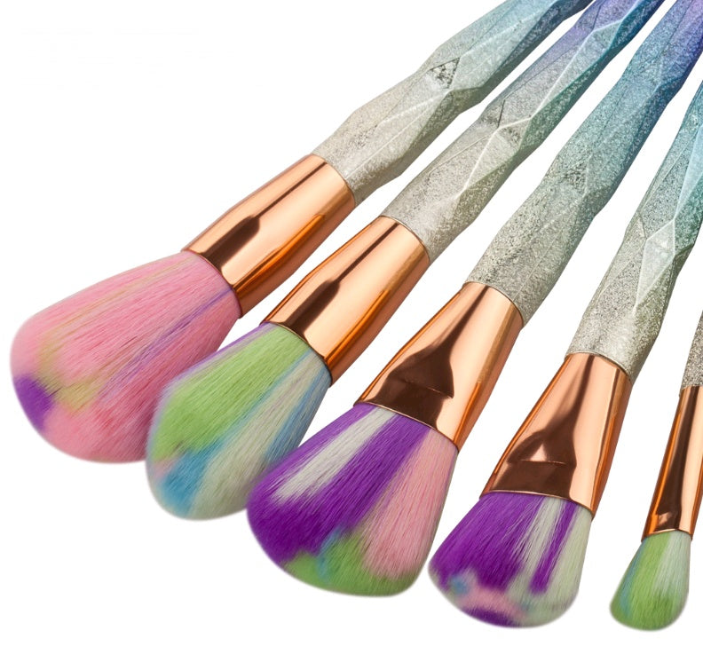 7-Piece Professional Makeup Brush Set Nylon Bristles & Electroplated Rubber Handle