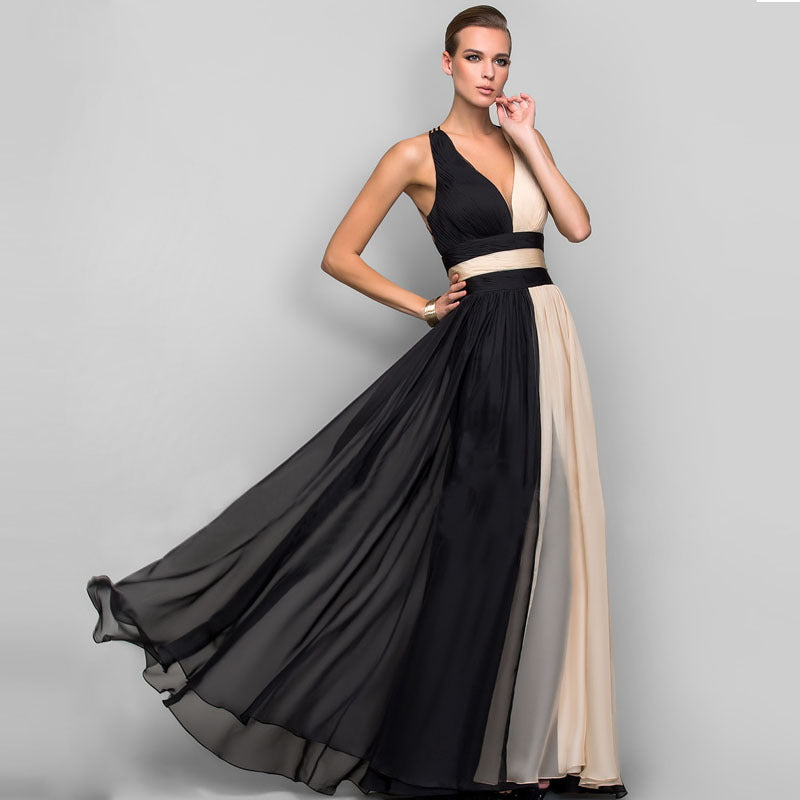 Hand-Knit Cotton Wrapped Chest Maxi Dress – Open Back & Stitching Design