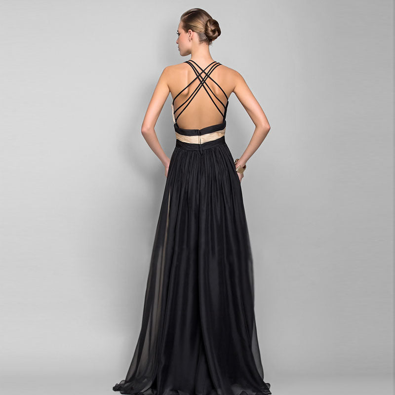Hand-Knit Cotton Wrapped Chest Maxi Dress – Open Back & Stitching Design