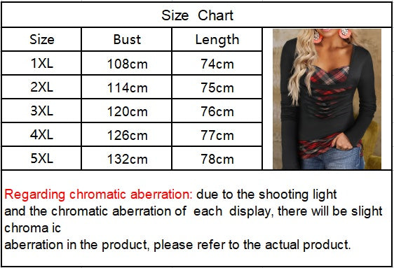 Self-pick-up Plus Size Women'S Burnt Flower Printed Fake 2pcs Long Sleeve T-Shirt Only Self-pickup Is Supported