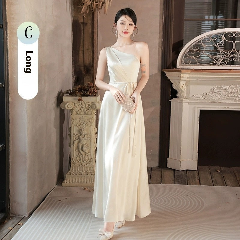 Champagne Mid-Waist Long Dress – Multiple Styles