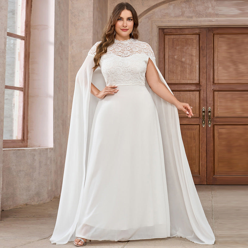 White Long Wedding Dress with Zipper Polyester