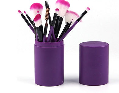12pcs Makeup Brush Set with Barrel Box – Stylish Cosmetic Brushes Kit