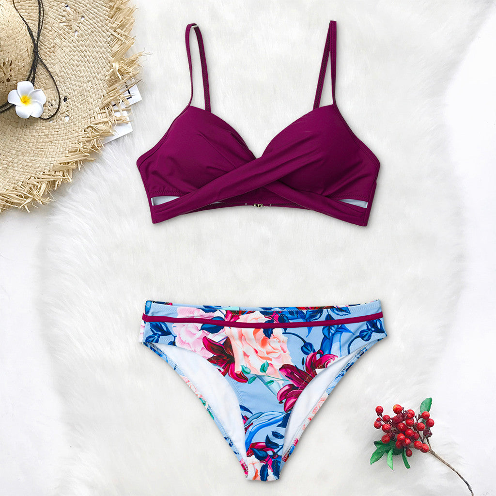 Women’s Polyester Swimsuit Sexy Two-Piece Swimwear with Size Guide