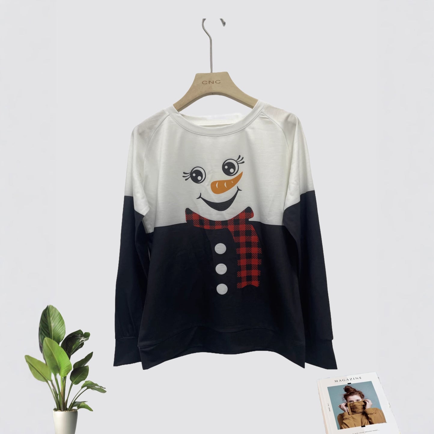 Christmas 3D Print Pullover Raglan Sleeve Polyester Sweater