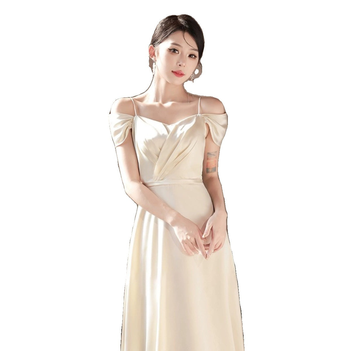 Champagne Mid-Waist Long Dress – Multiple Styles
