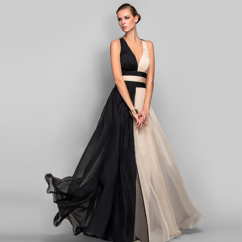 Hand-Knit Cotton Wrapped Chest Maxi Dress – Open Back & Stitching Design
