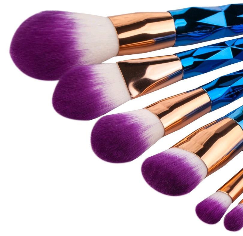 7-Piece Professional Makeup Brush Set Nylon Bristles & Electroplated Rubber Handle
