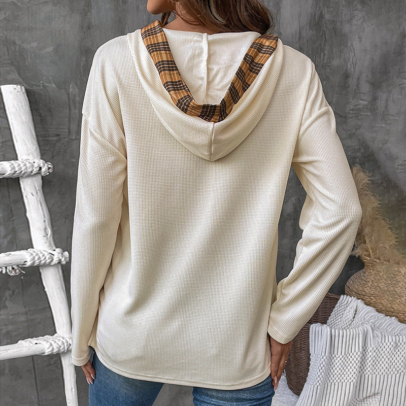 Women’s Apricot Pullover Sweater – Japanese Korean Casual Splicing