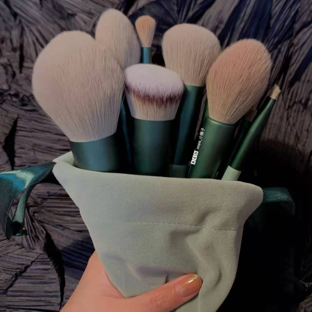 13-Piece Professional Makeup Brush Set with Storage Bag – Soft Synthetic Fiber