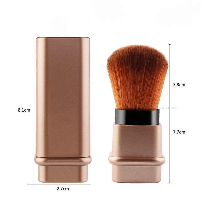 Portable Makeup Brush – Man-Made Fiber Bristles, Square Gold & Silver