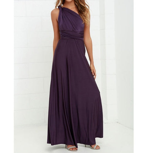 Women's Multi-Way Convertible Halter Maxi Dress – Backless Lace-Up Gown with Long Straps