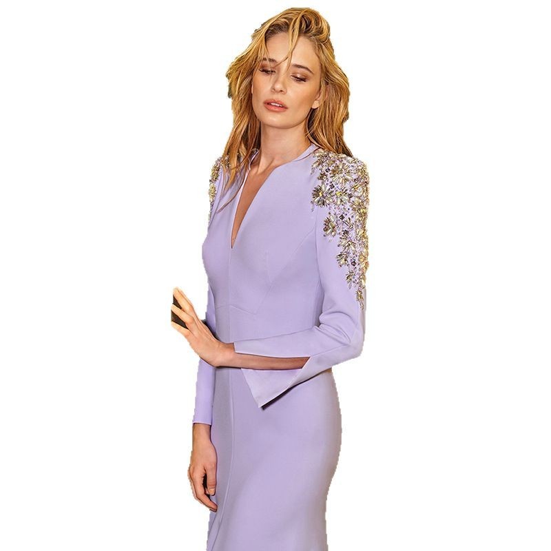 Women’s Long Cotton Dress – Purple or Black – S–3XL – Mid Waist, Long Sleeve