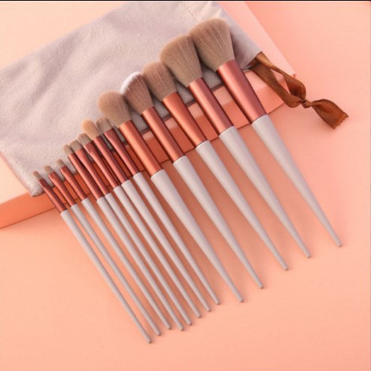 13-Piece Professional Makeup Brush Set with Storage Bag – Soft Synthetic Fiber