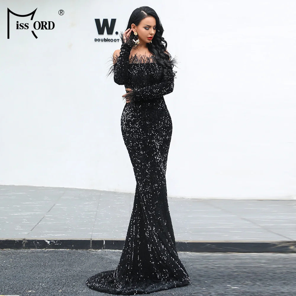 Elegant Black Polyester Party Dress