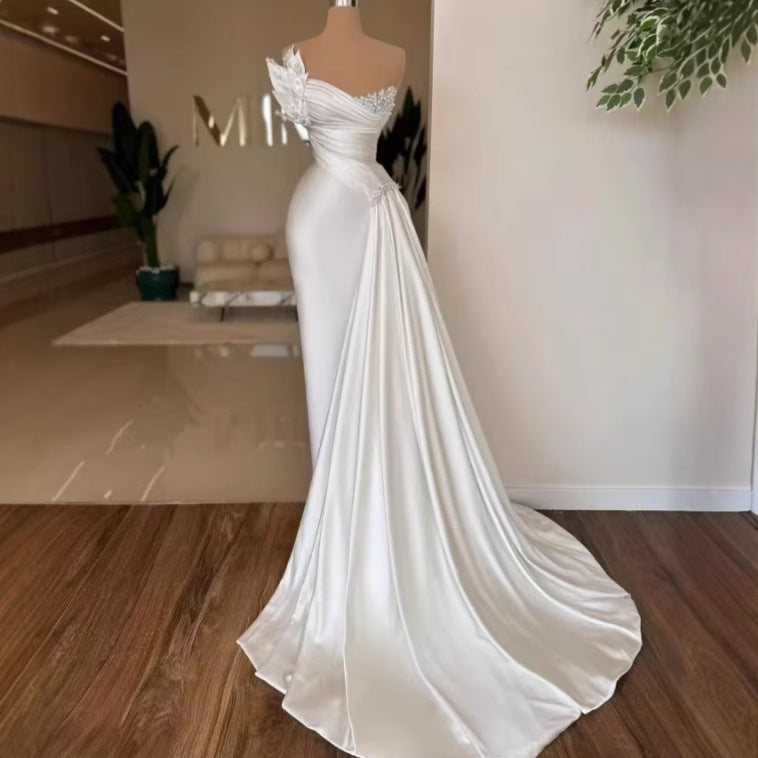 White Sleeveless Tight-Waist Dress – Polyester Fiber