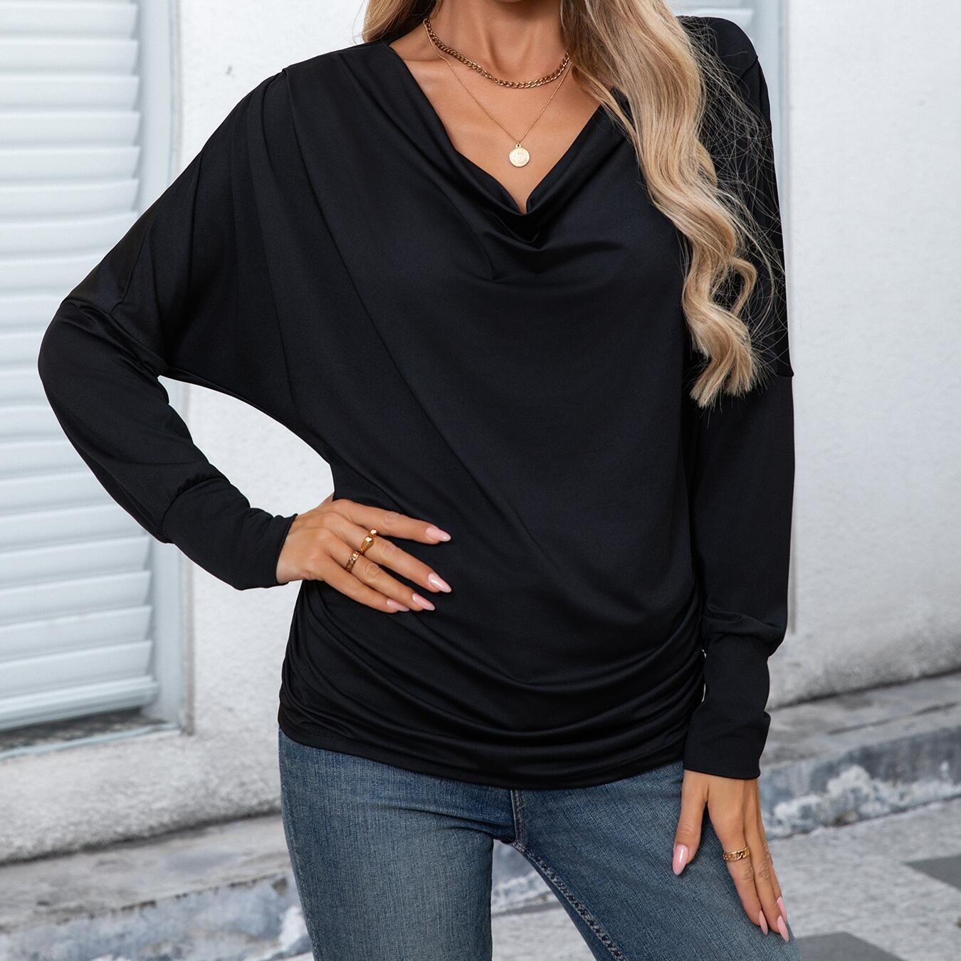 Women’s Casual Long Sleeveless Top Lightweight Fit Polyester Shirt