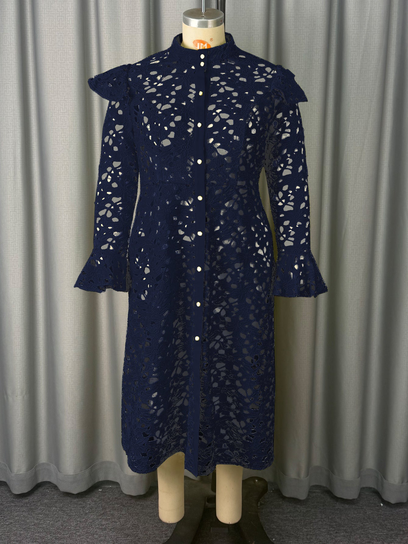 Elegant A-Line Mid-Length Dress with Bell Sleeves