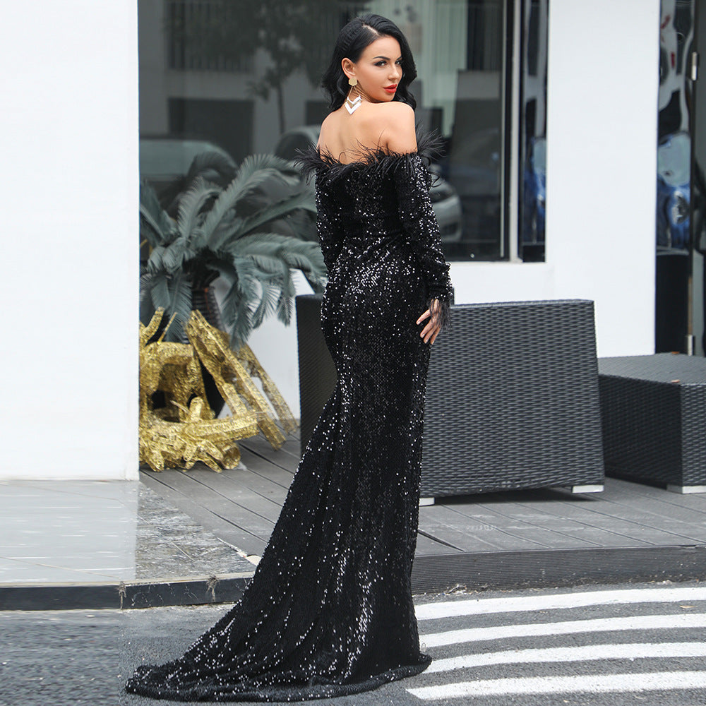 Elegant Black Polyester Party Dress