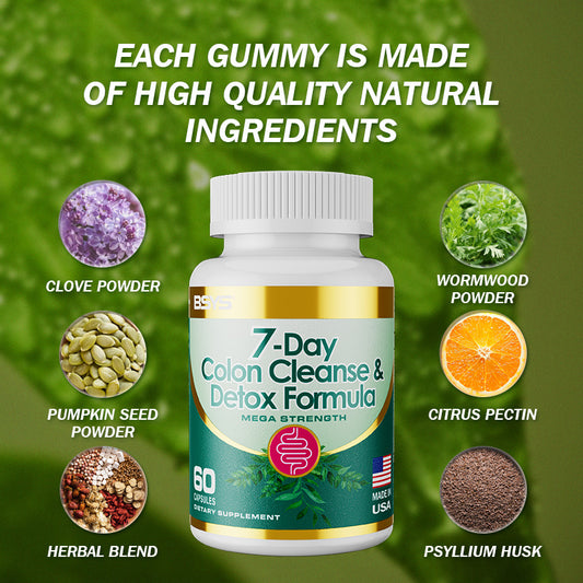 7-Day Colon Cleanse & Detox Capsules – natural formula to support digestion, reduce bloating, and eliminate toxins. Gentle, effective colon detox for better gut health