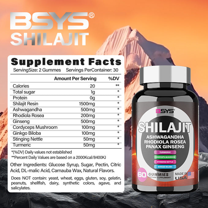 BSYS 8 in 1 Shilajit Gummies – Energy, Strength & Vitality (60 Gummies)