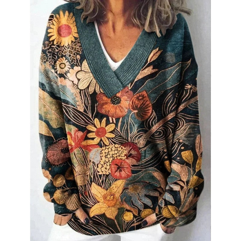 Women’s 3D Effect Pullover Sweater – Digital Print Polyester Top, Sizes S–5XL