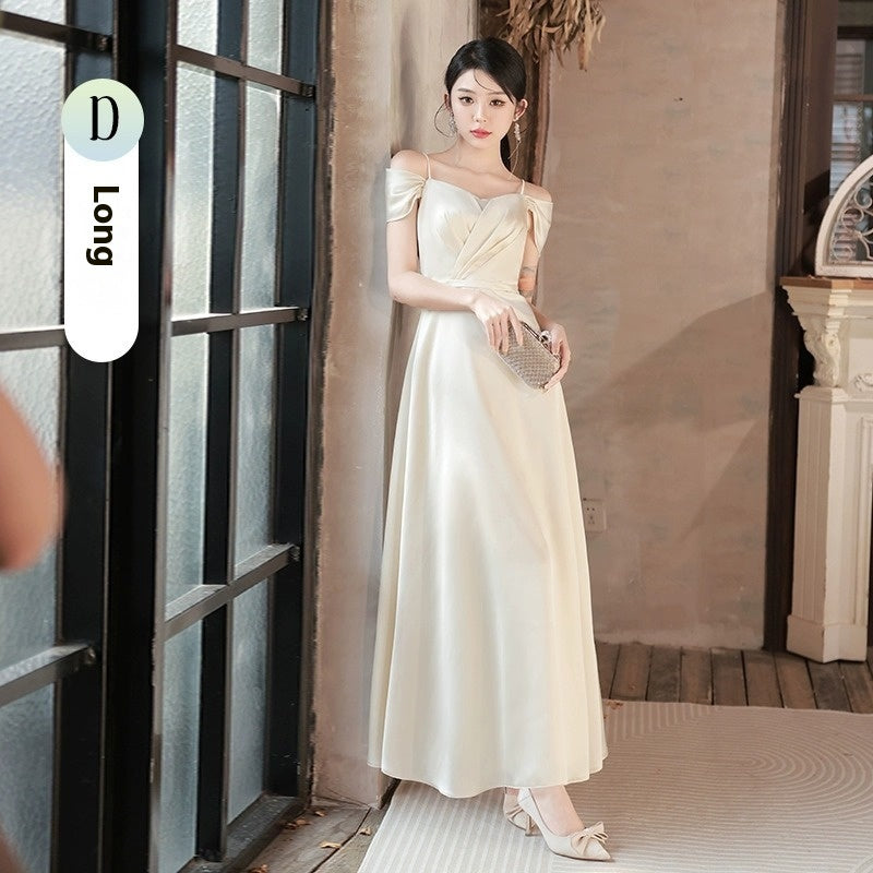Champagne Mid-Waist Long Dress – Multiple Styles