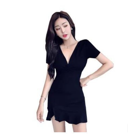 V-neck Hip High Waist Slimming Fish Tail Dress