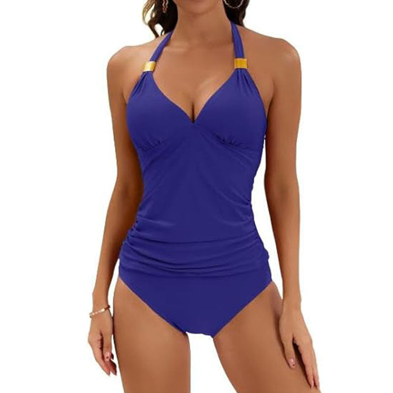Women’s Solid Color Swimwear Set Milk Silk Two-Piece