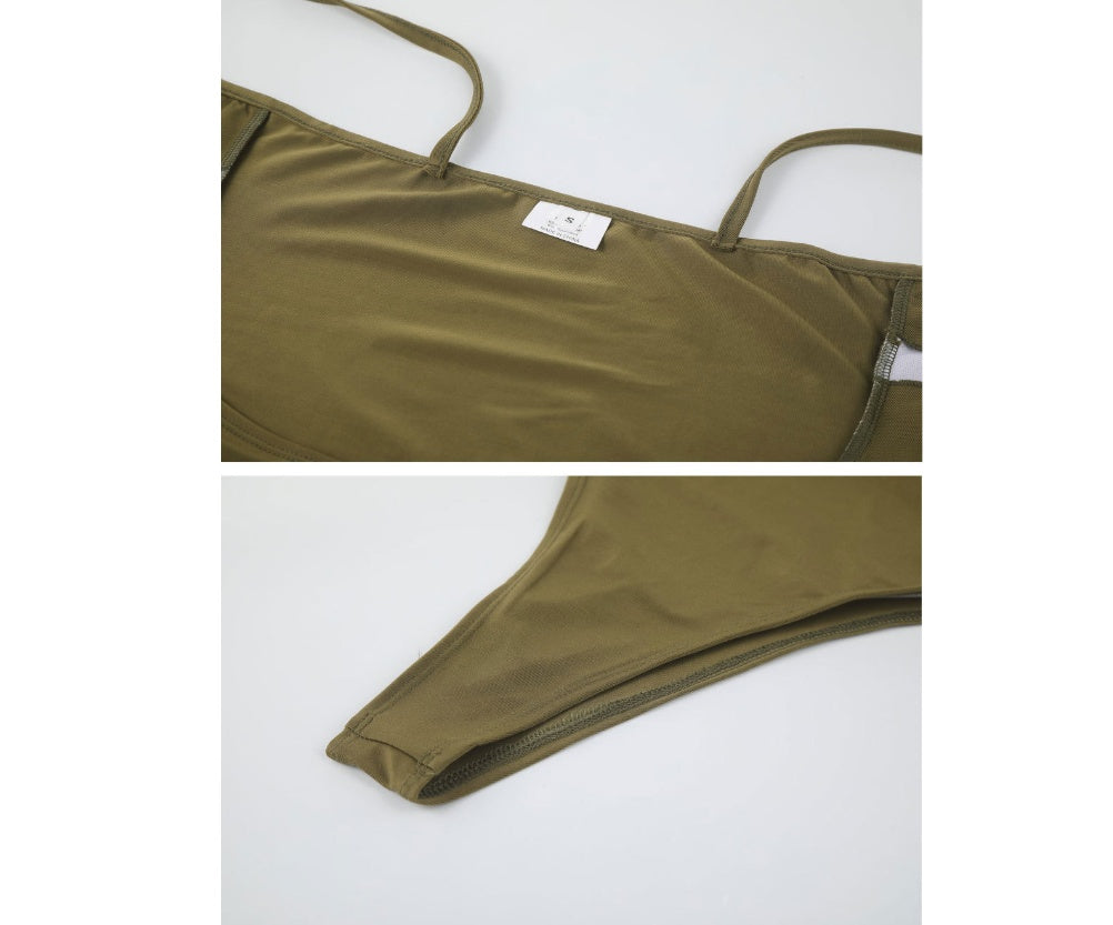 Women’s One-Piece Swimsuit – Sexy Solid Color Backless Swimwear with Chest Pad