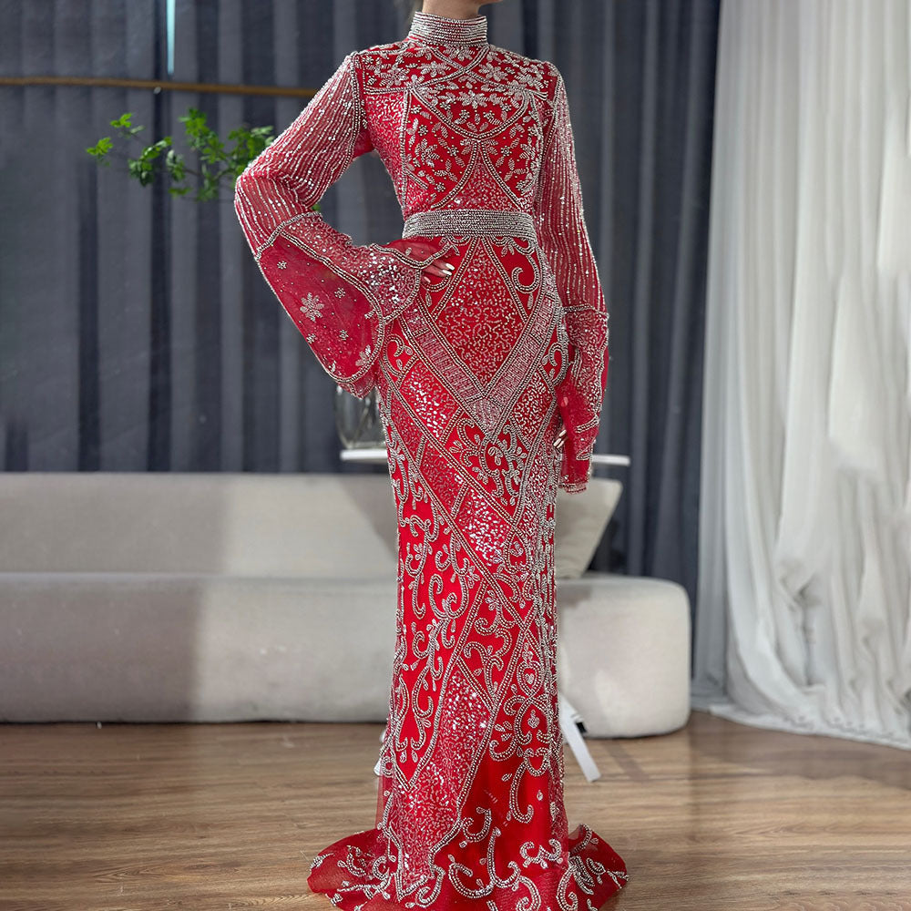 Shop this elegant mid-waist long sleeve dress with zipper detail, available in red, black, and gray. Made from polyester for comfort and style. Sizes S–4XL.